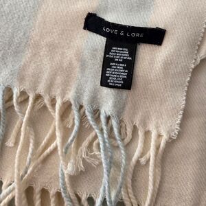 LOVE & LORE Cream, Light Aqua and Gray Scarf